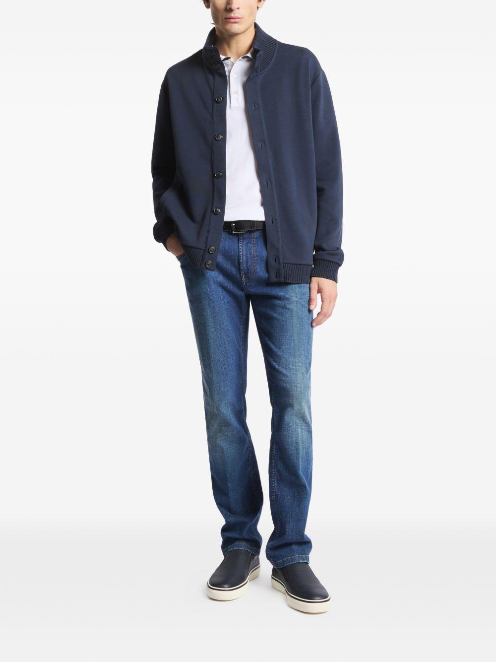 FAY Cardigan in cotone blu con bottoni