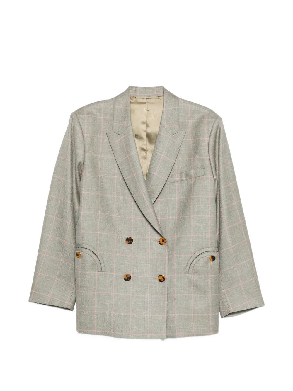 BLAZE Blazer in lana grigio e rosa a quadri