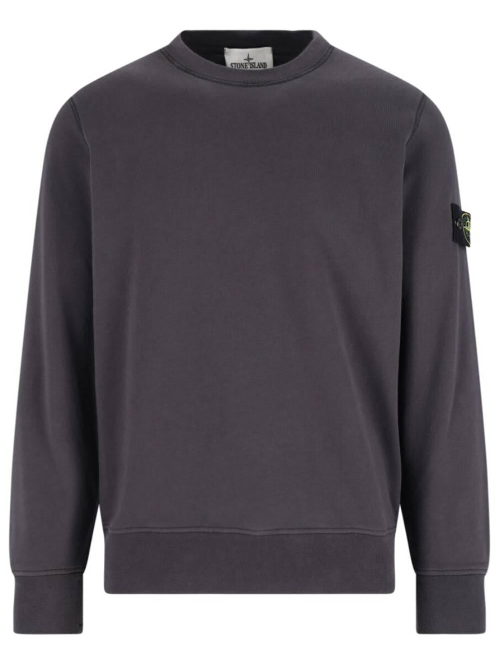 STONE ISLAND Felpa con patch logo in cotone grigio