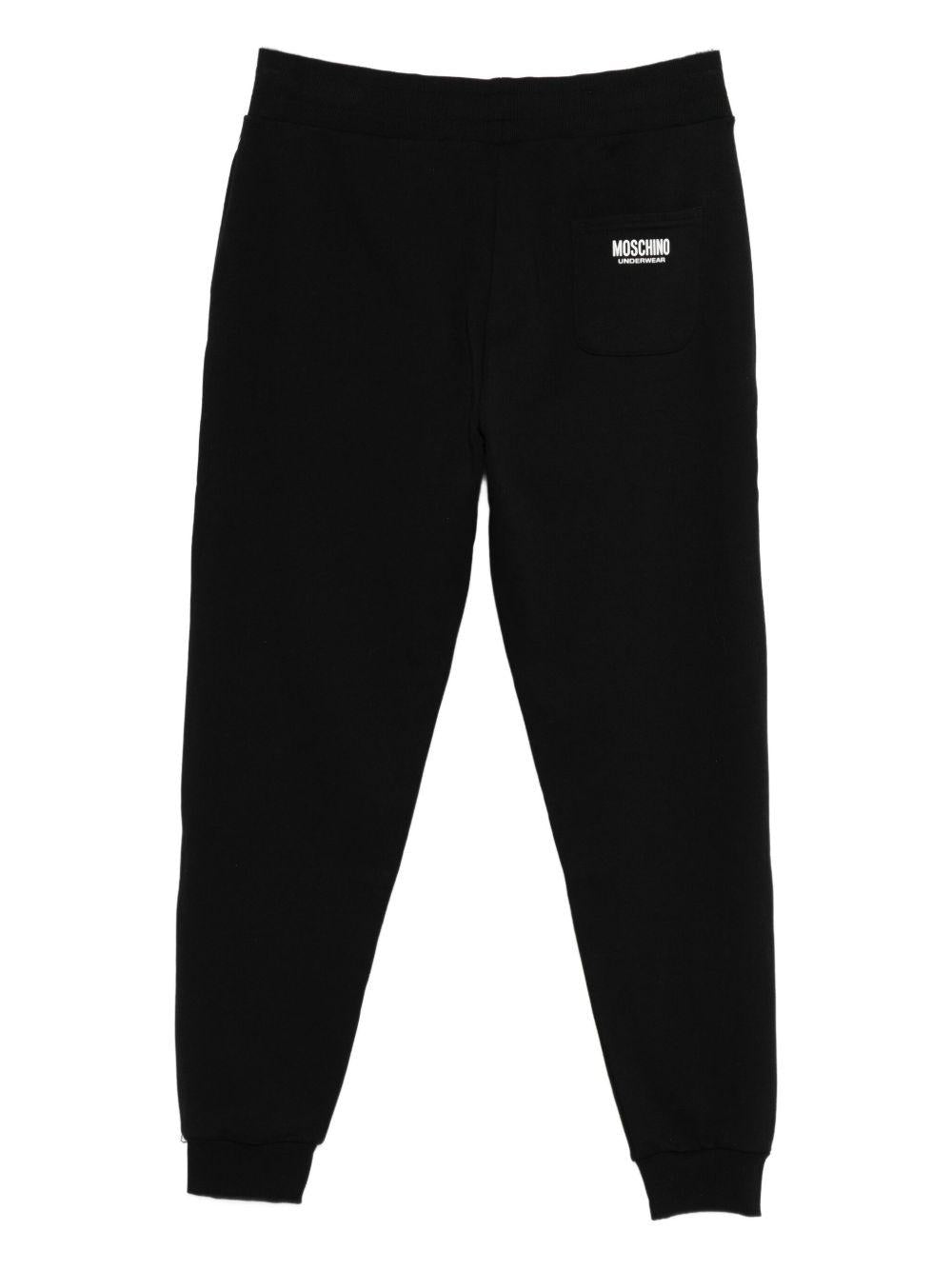 MOSCHINO UNDERWEAR Pantaloni tuta neri con logo tipo