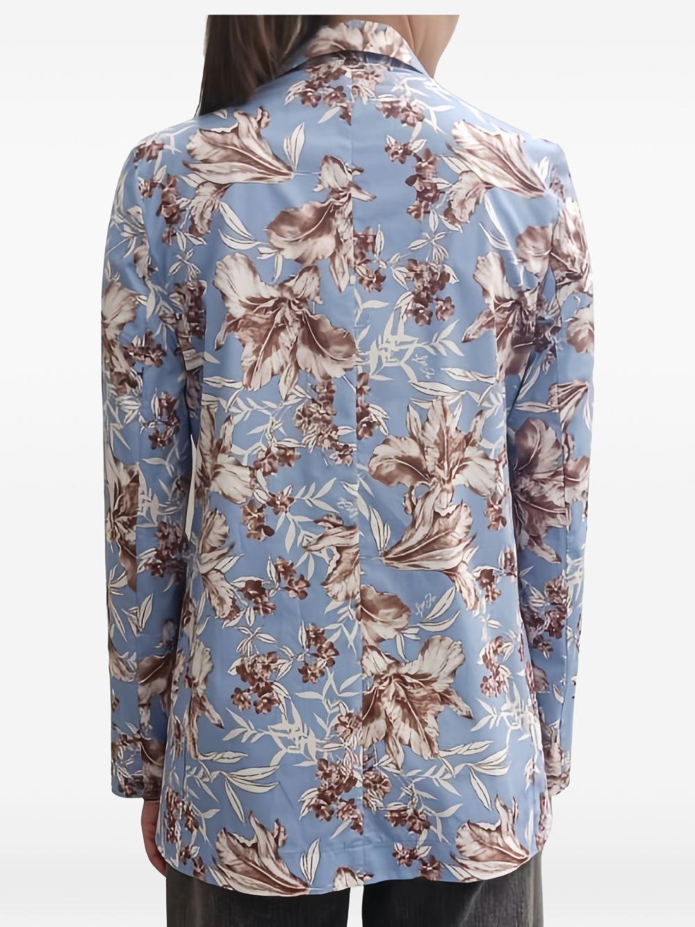 LIUJO Giacca blazer con stampa floreale marrone azzurro