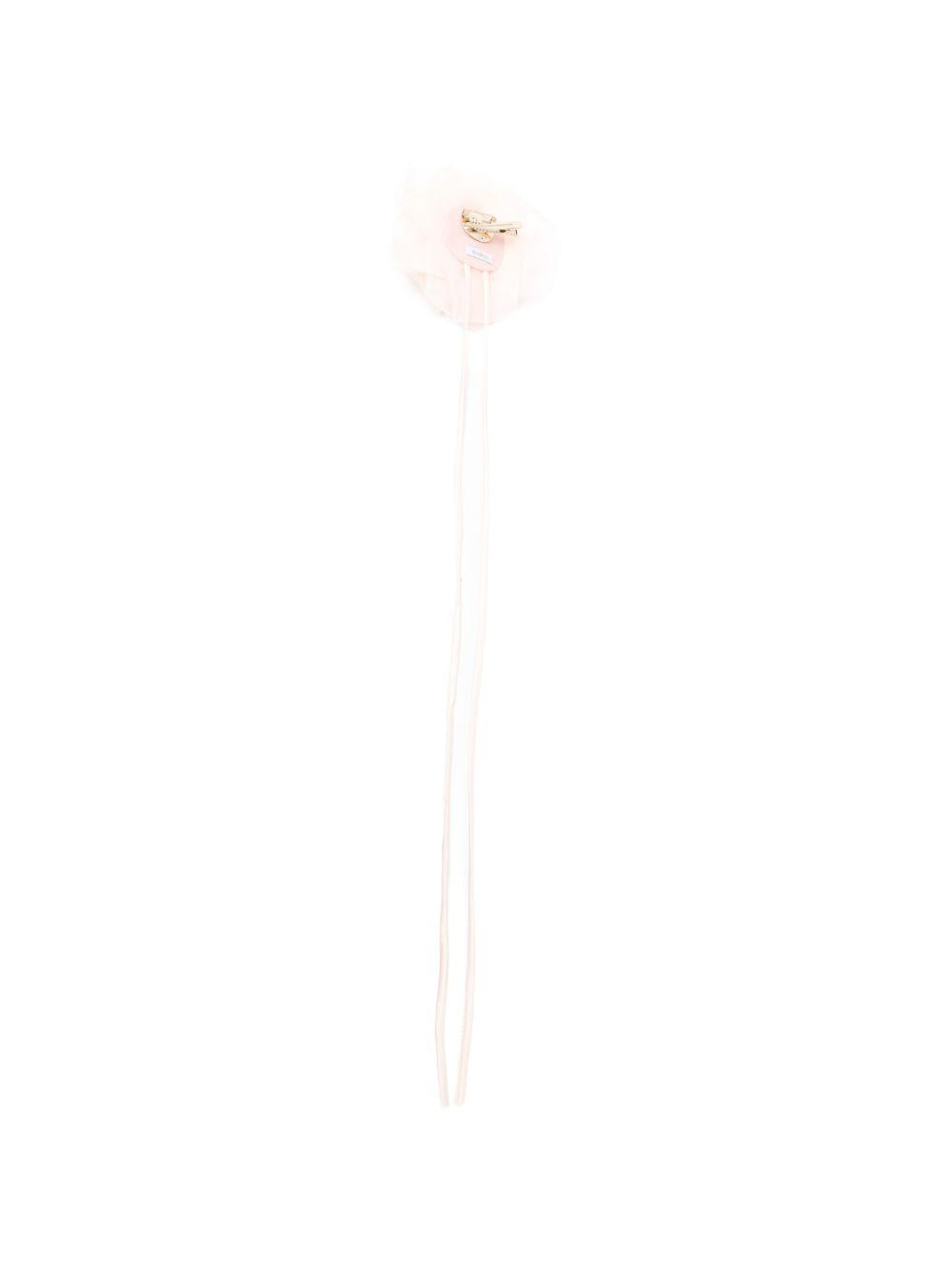 MAX MARA Spilla elegante a forma di fiore in tessuto bianco