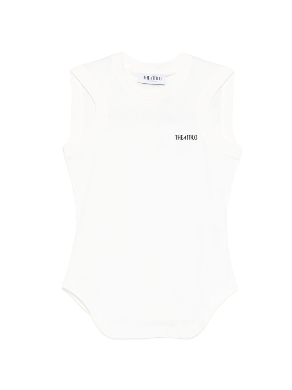 THE ATTICO T-shirt in cotone bianco con logo nero