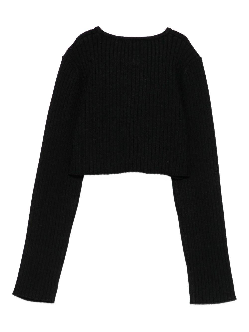 LIUJO Cardigan nero in maglia a costine