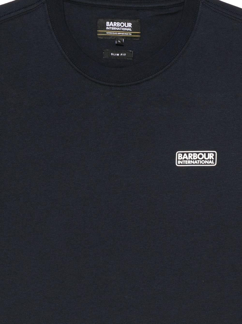 BARBOUR T-shirt blu navy in cotone con logo a collo rotondo e maniche corte