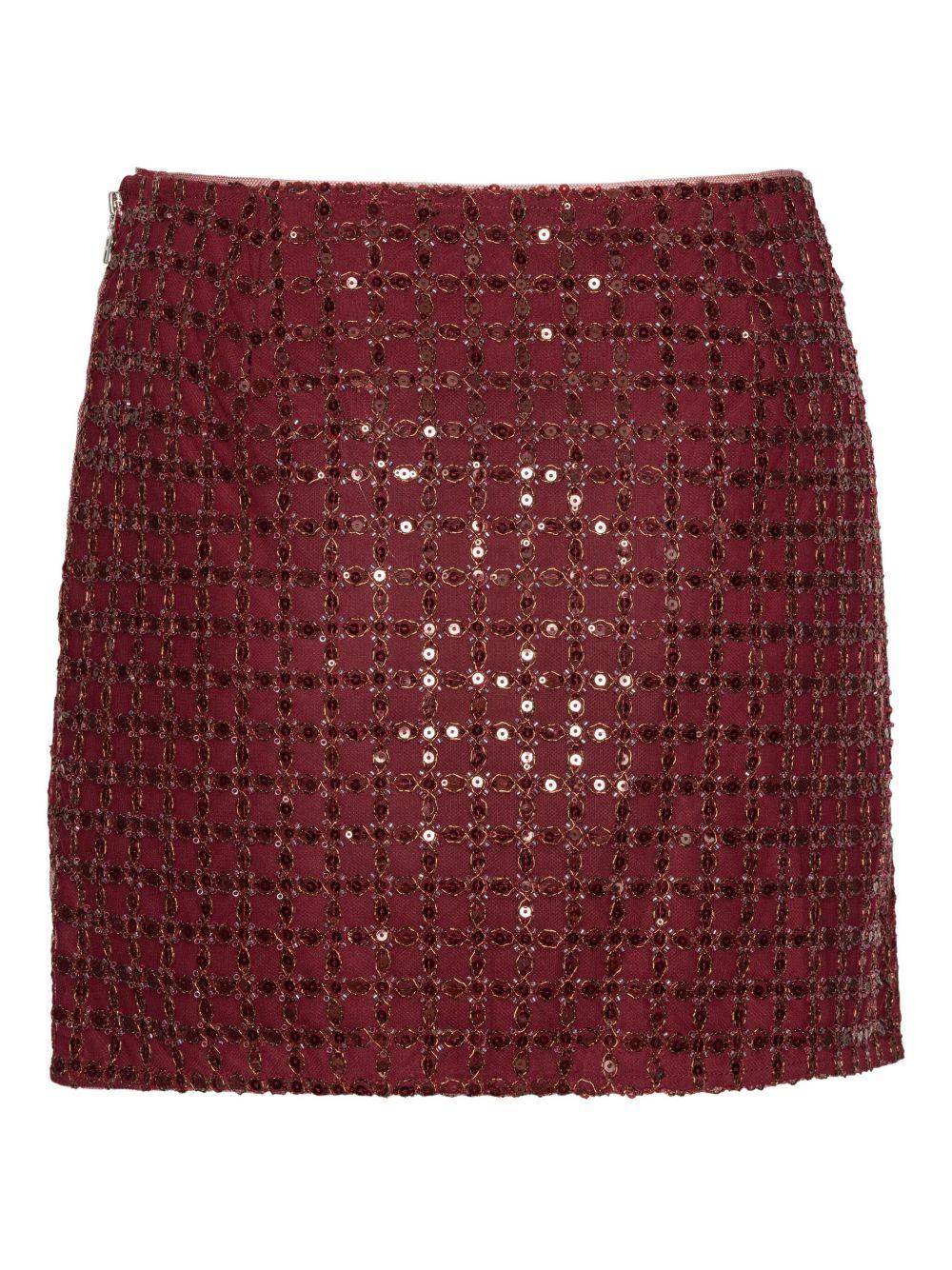 ROTATE Minigonna bordeaux con paillettes