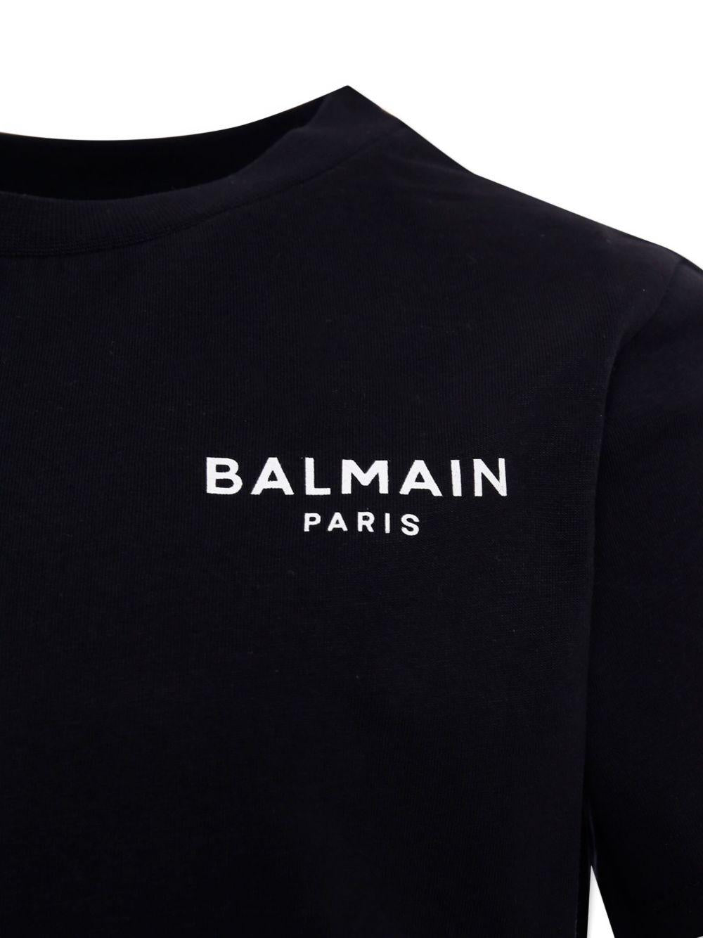 BALMAIN T-shirt in cotone nero con stampa