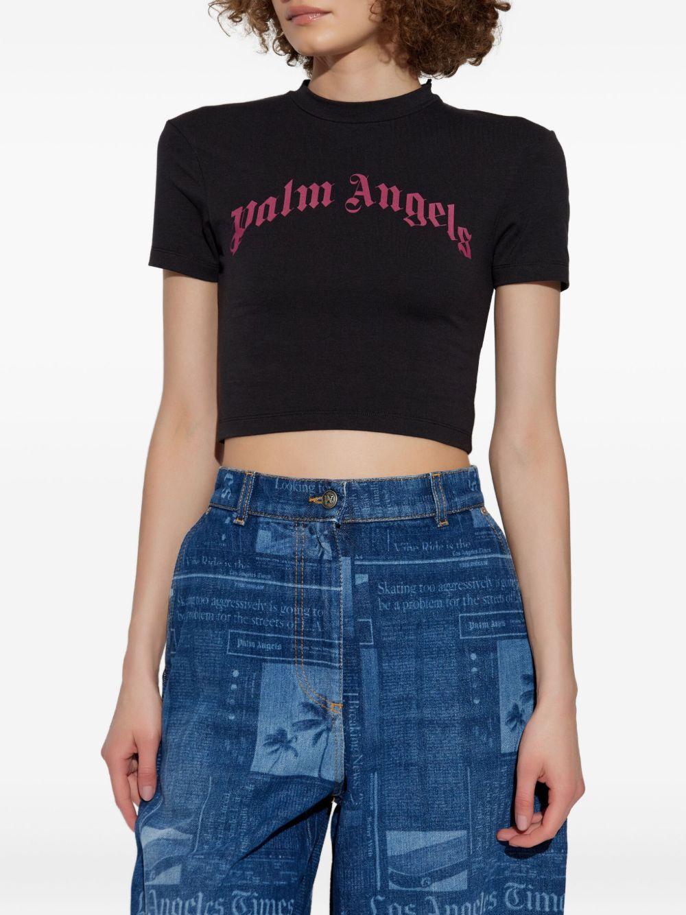 PALM ANGELS T-shirt crop con stampa