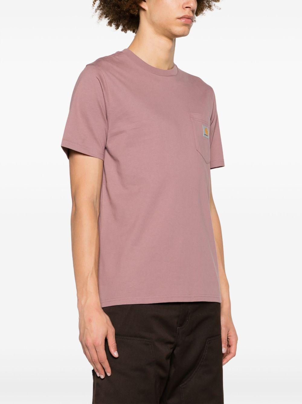 CARHARTT WIP T-Shirt 'Pocket' girocollo in cotone rosa con logo<BR/>