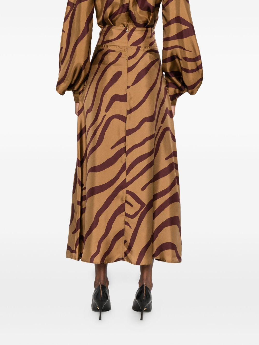 RAQUEL DINIZ Gonna midi in seta zebrata