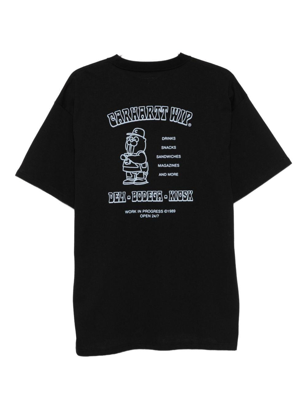 CARHARTT WIP T-Shirt 'Sandwich' girocollo in cotone nero con logo<BR/>