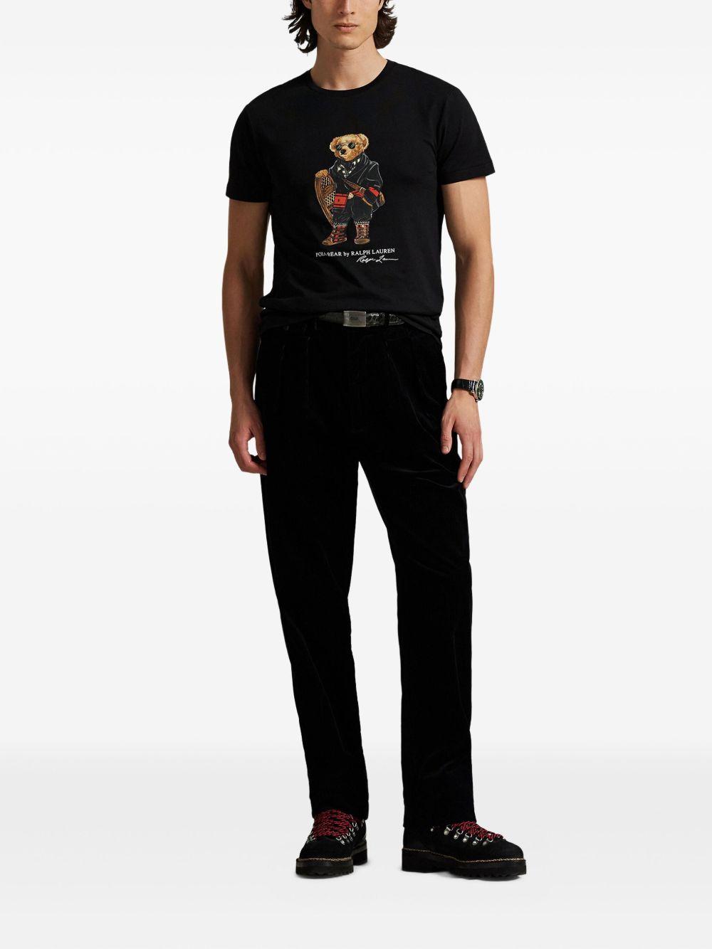 POLO RALPH LAUREN T-shirt in cotone nero con iconico teddy