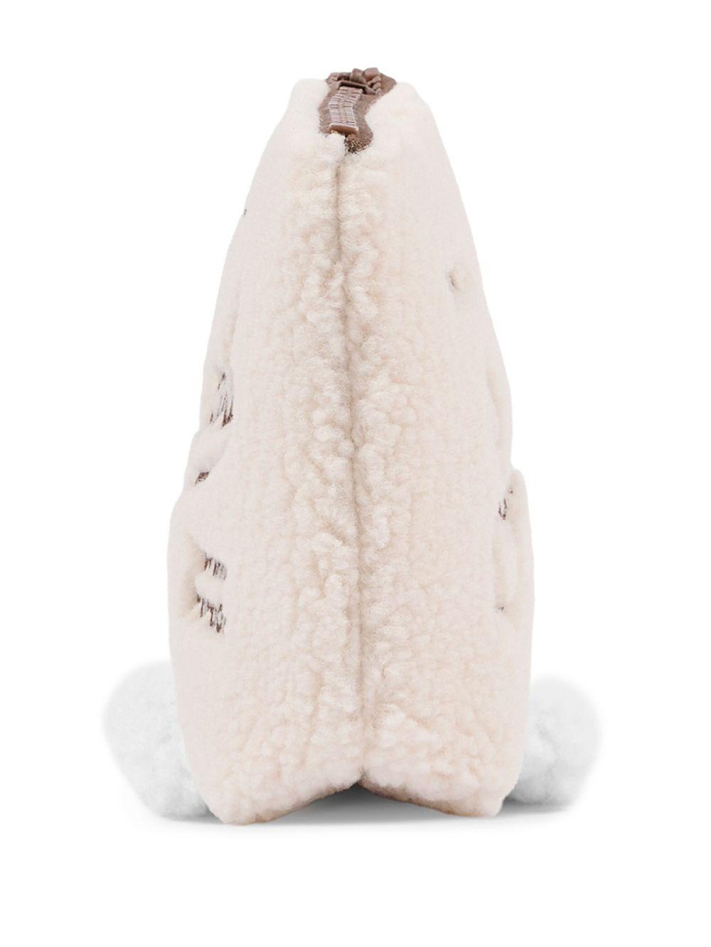 MC2 SAINT BARTH Pochette beige con pelliccia e logo marrone