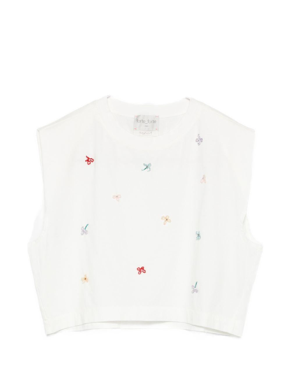 FORTE FORTE Top di cotone con ricami senza maniche