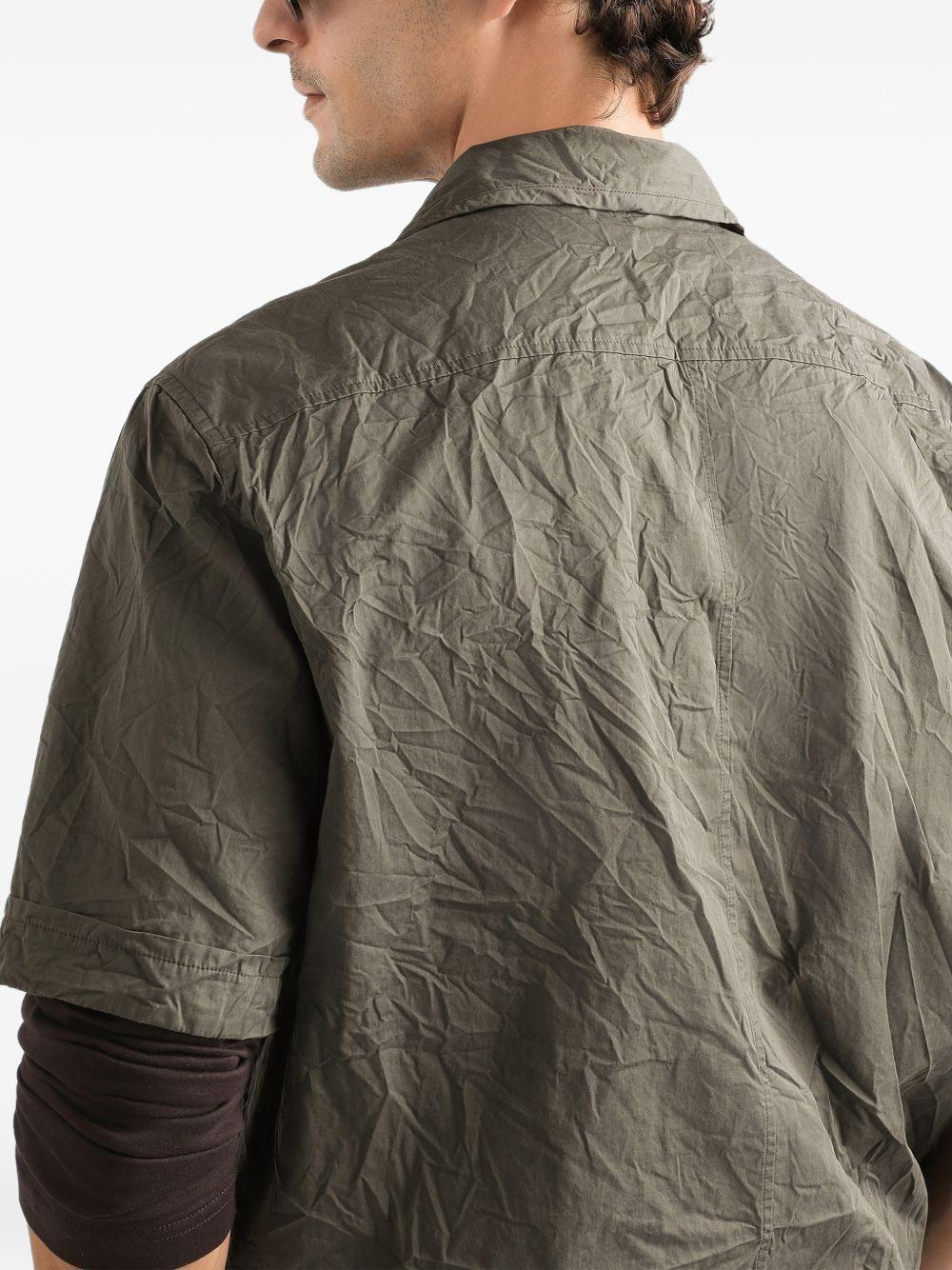 DOLCE e GABBANA Camicia in cotone grigio con effetto crinkled