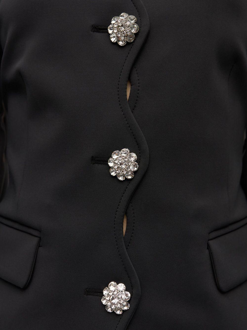 GANNI Blazer nero strutturato con bottoni gioiello