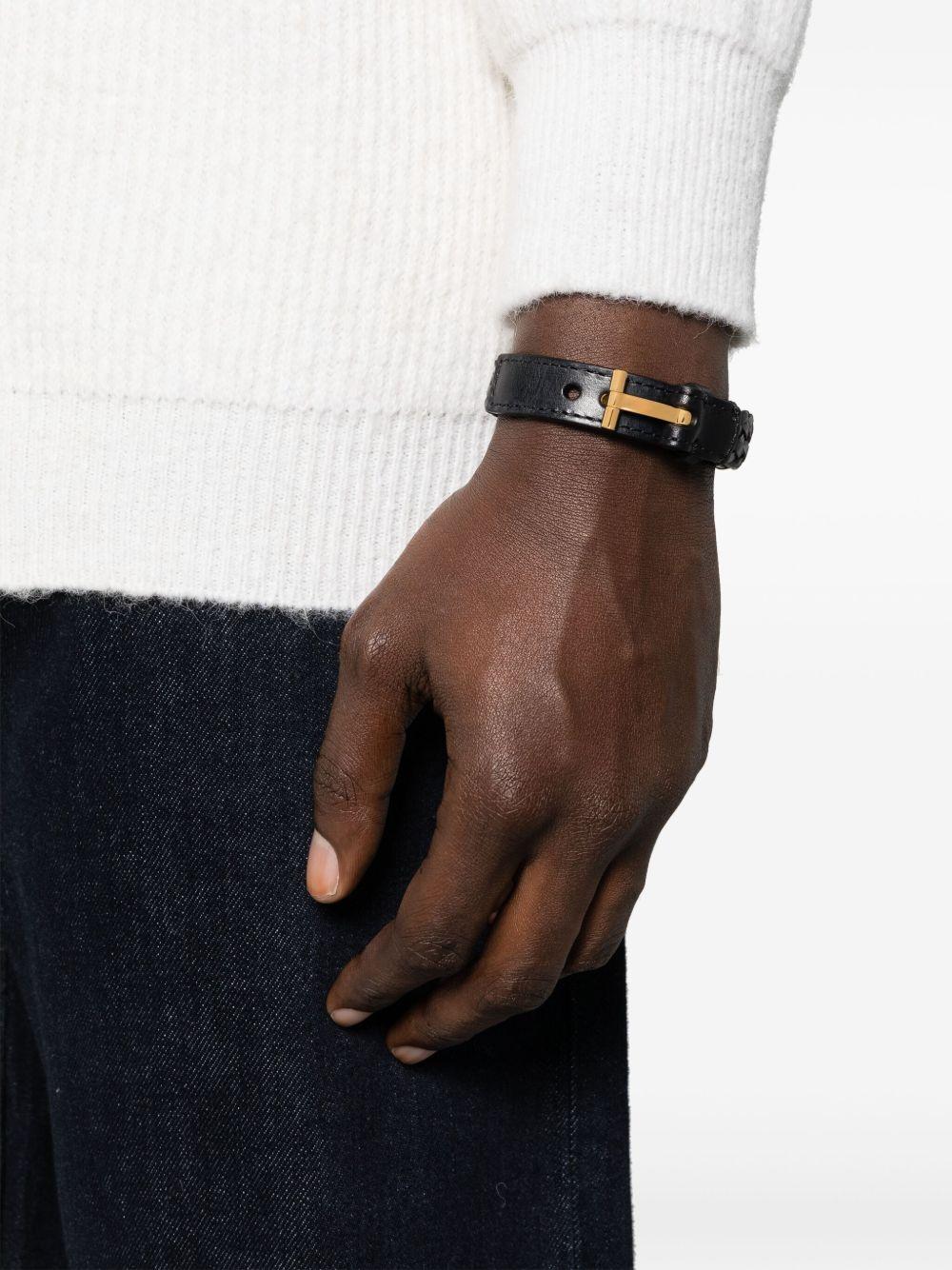 TOM FORD Bracciale in pelle di vitello nera