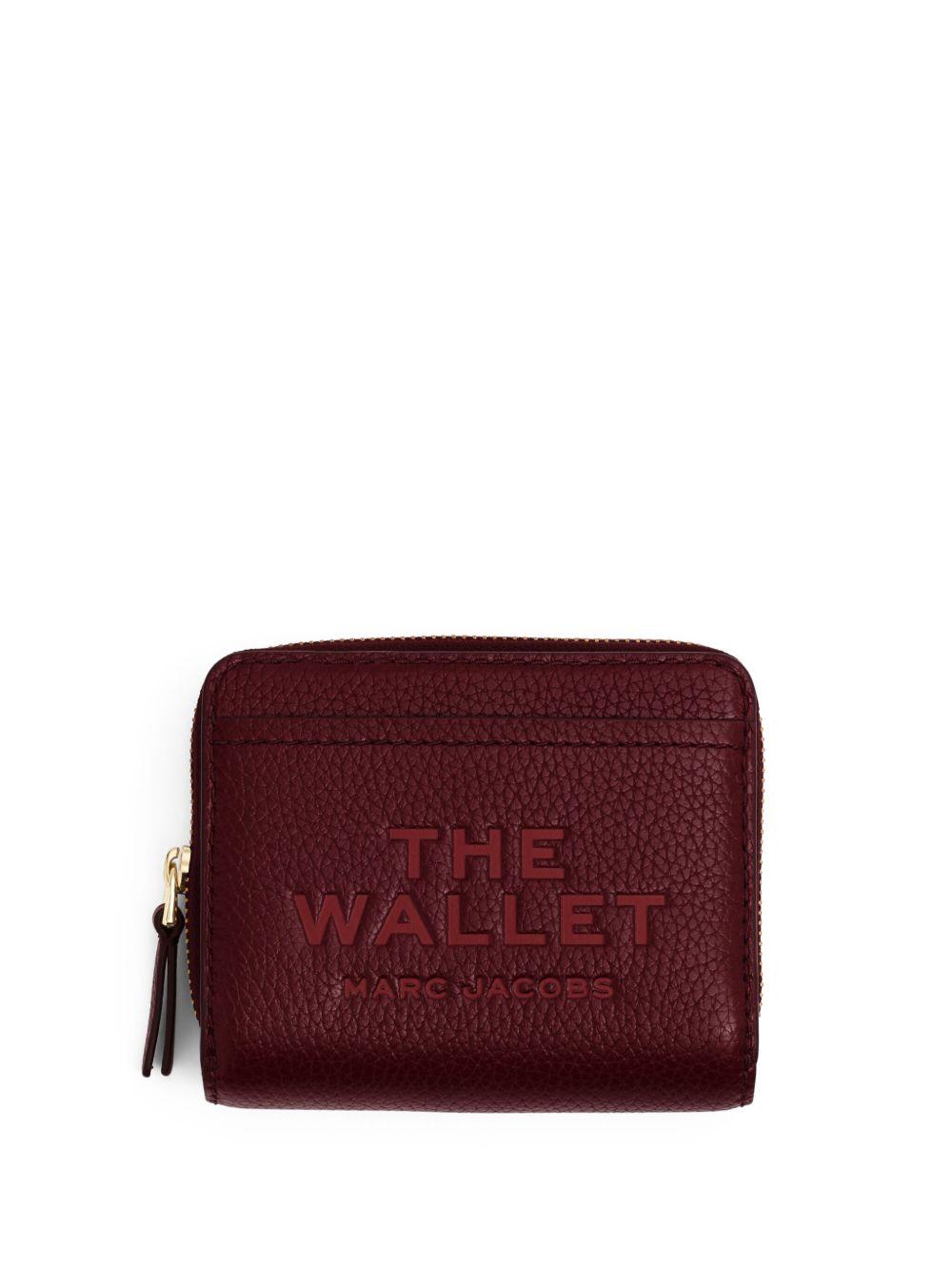 MARC JACOBS Portafoglio The Wallet mini compatto in pelle bordeaux