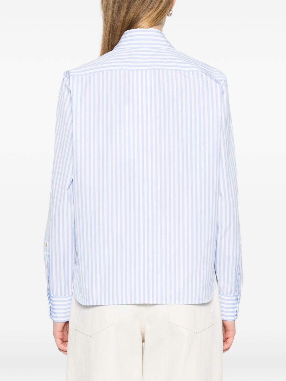 MAX MARA Camicia di cotone celeste a righe bianche