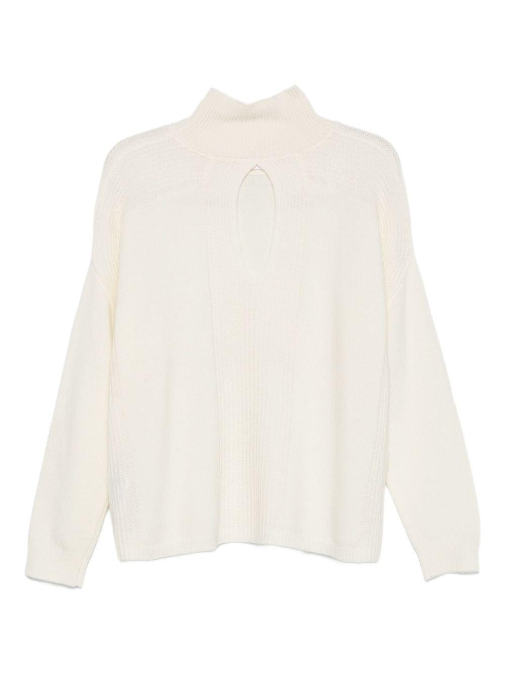 LIUJO Maglia bianca di lana a collo alto