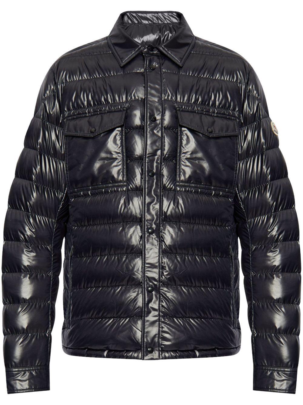 MONCLER Giacca imbottita blu con chiusura frontale con bottoni