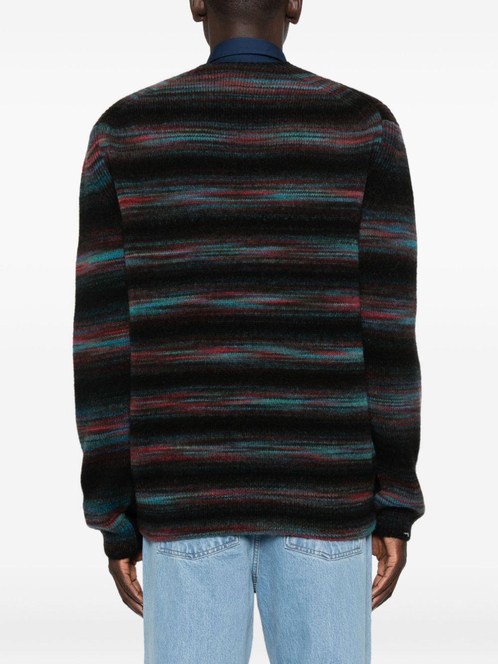 PAUL SMITH Cardigan nero a righe con scolllo a V