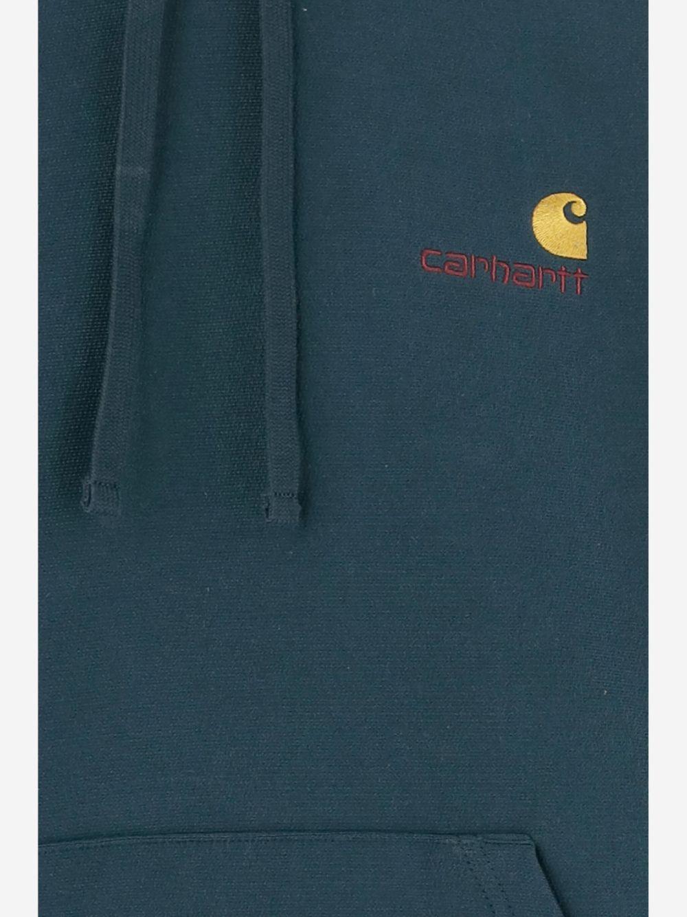 CARHARTT WIP Felpa con cappuccio in cotone blu con logo ricamato frontale