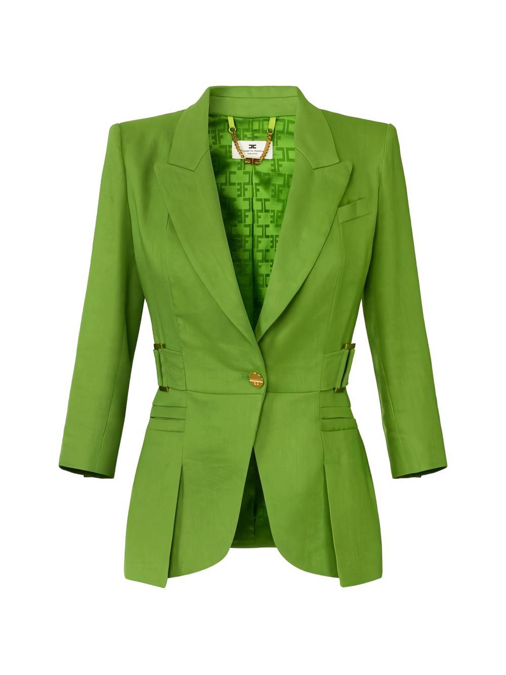 ELISABETTA FRANCHI Blazer strutturato verde con maniche a 3/4