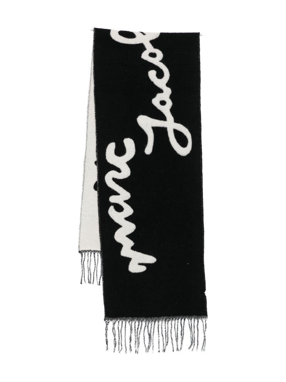 MARC JACOBS Sciarpa 'Marc Is Joy Scarf' in lana nero e bianco