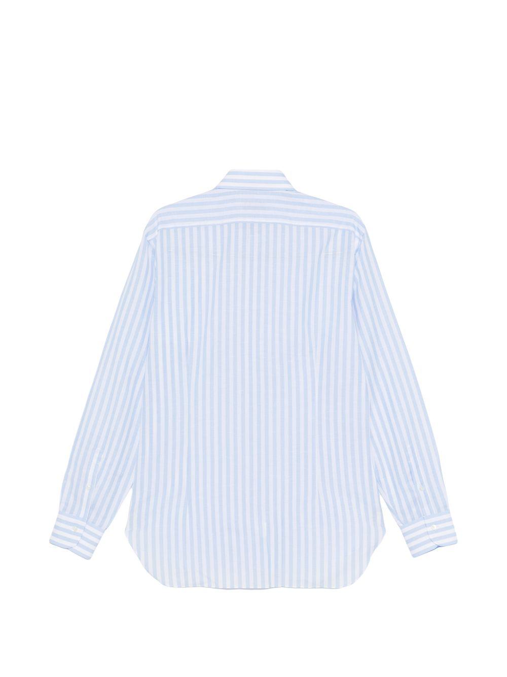 BARBA Camicia di Barba in cotone azzurro chiaro con righe verticali