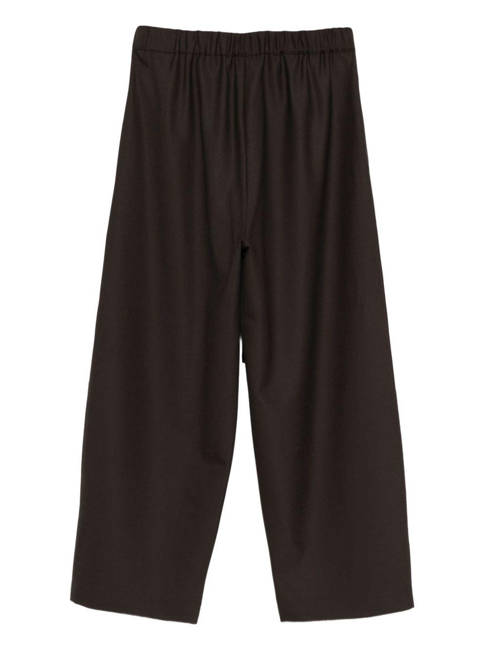 ANTONELLI Pantaloni marroni a lunghezza cropped con coulisse regolabile