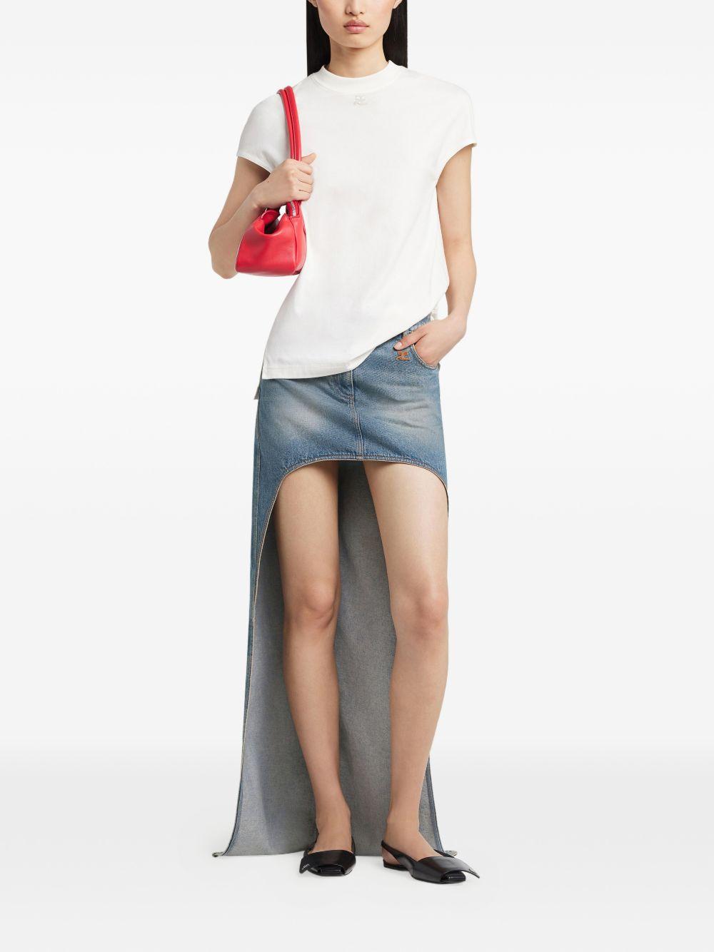 COURREGES T-shirt in cotone bianco a maniche corte
