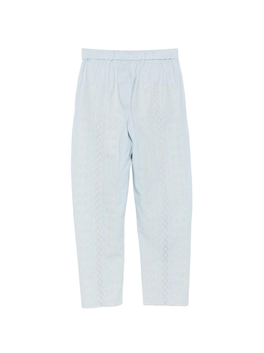 SEMICOUTURE Pantaloni casual Buddy con ricami celeste