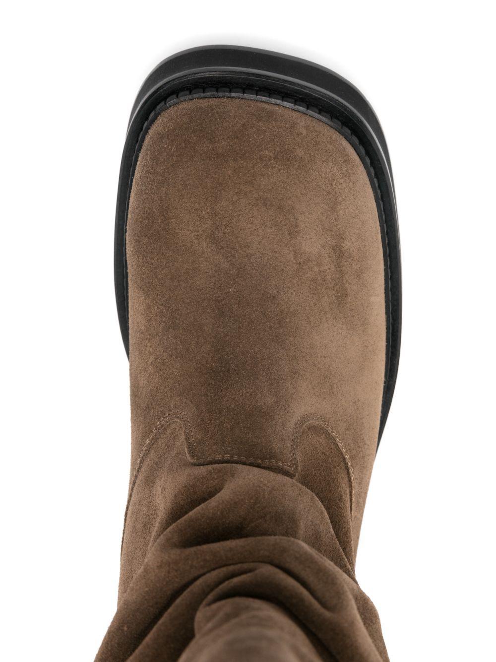 THE ATTICO Stivali alti Robin in camoscio marrone