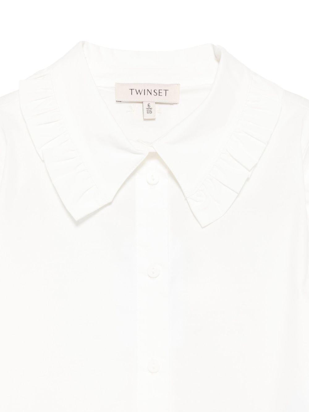 TWINSET Camicia con collo marinara in cotone bianco