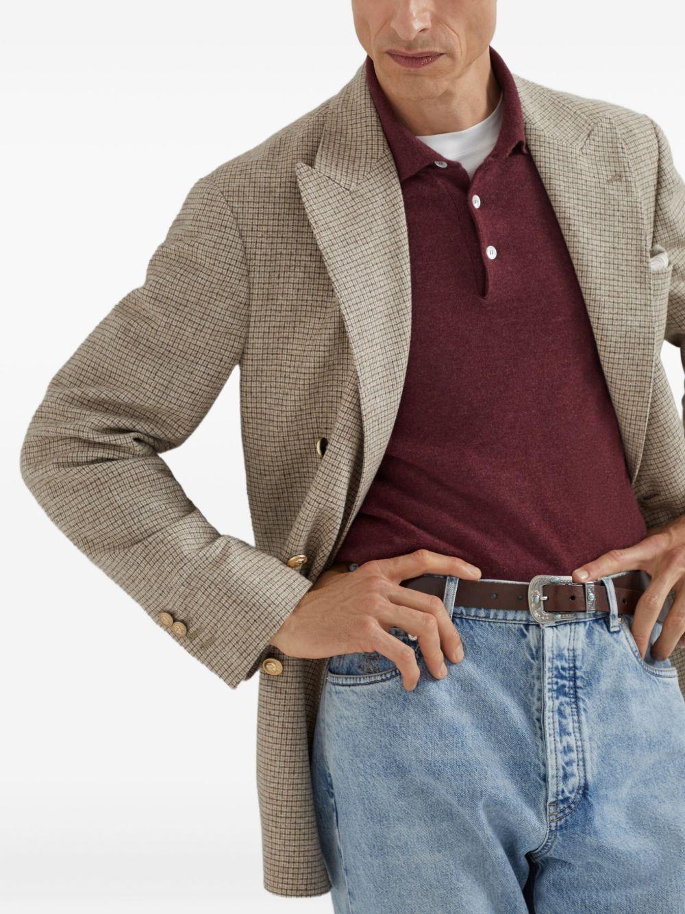 BRUNELLO CUCINELLI Polo a maniche lunghe in cashmere bordeaux