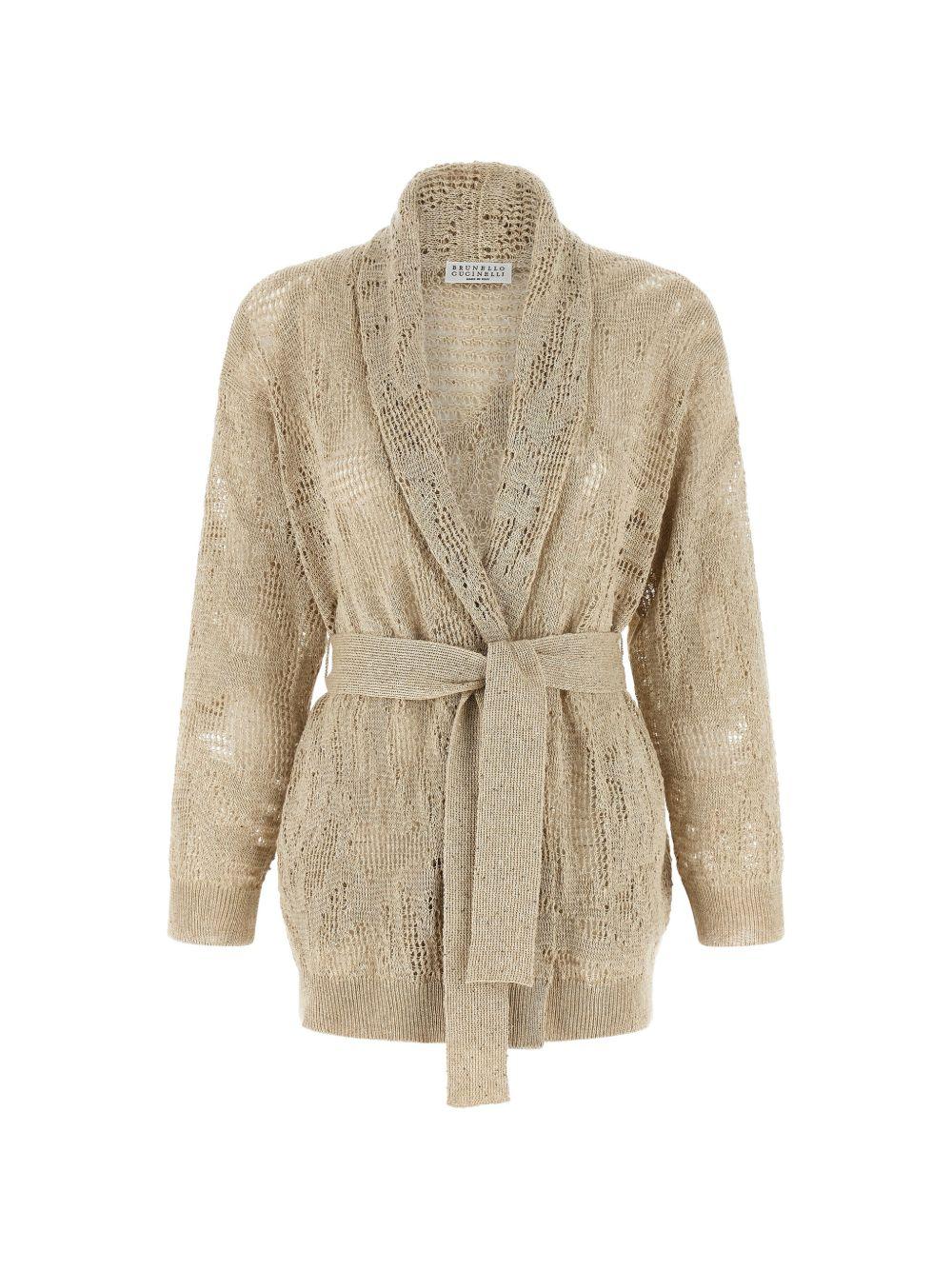 BRUNELLO CUCINELLI Cardigan in crochet beige