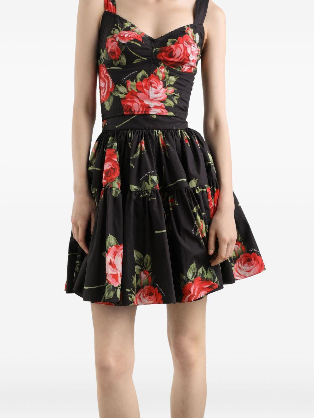 DOLCE e GABBANA Minigonna nera con stampa floreale