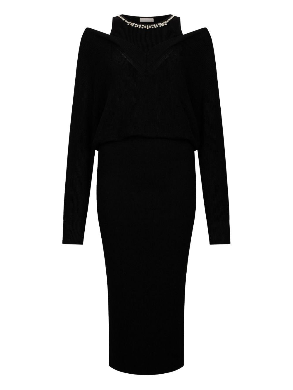LIUJO Abito nero in maglia con scollo a V