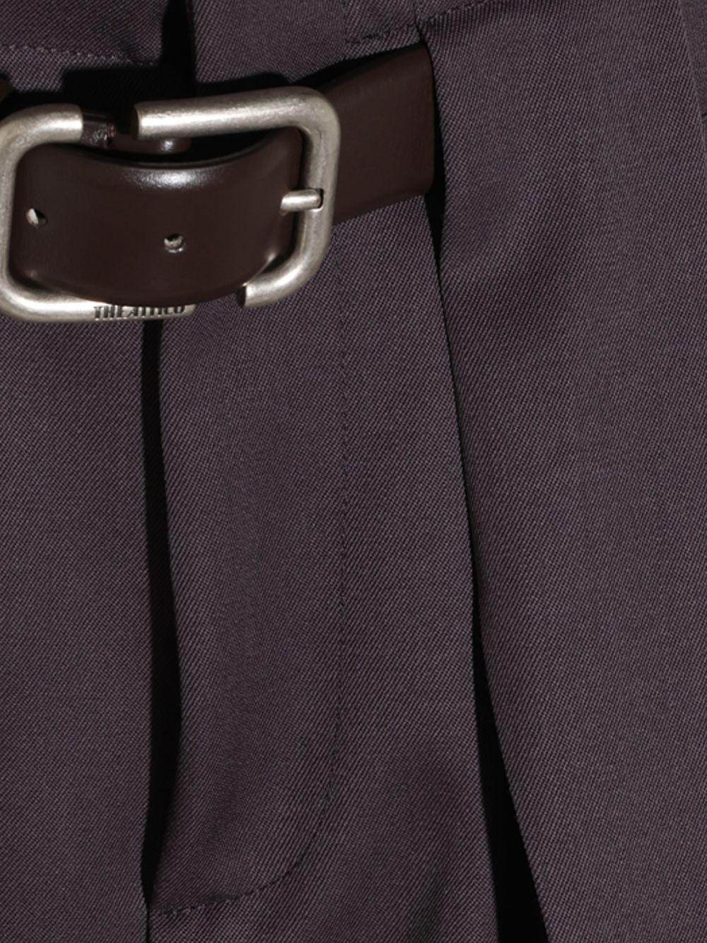 THE ATTICO Pantaloni grigi a vita alta in lana con cintura integrata