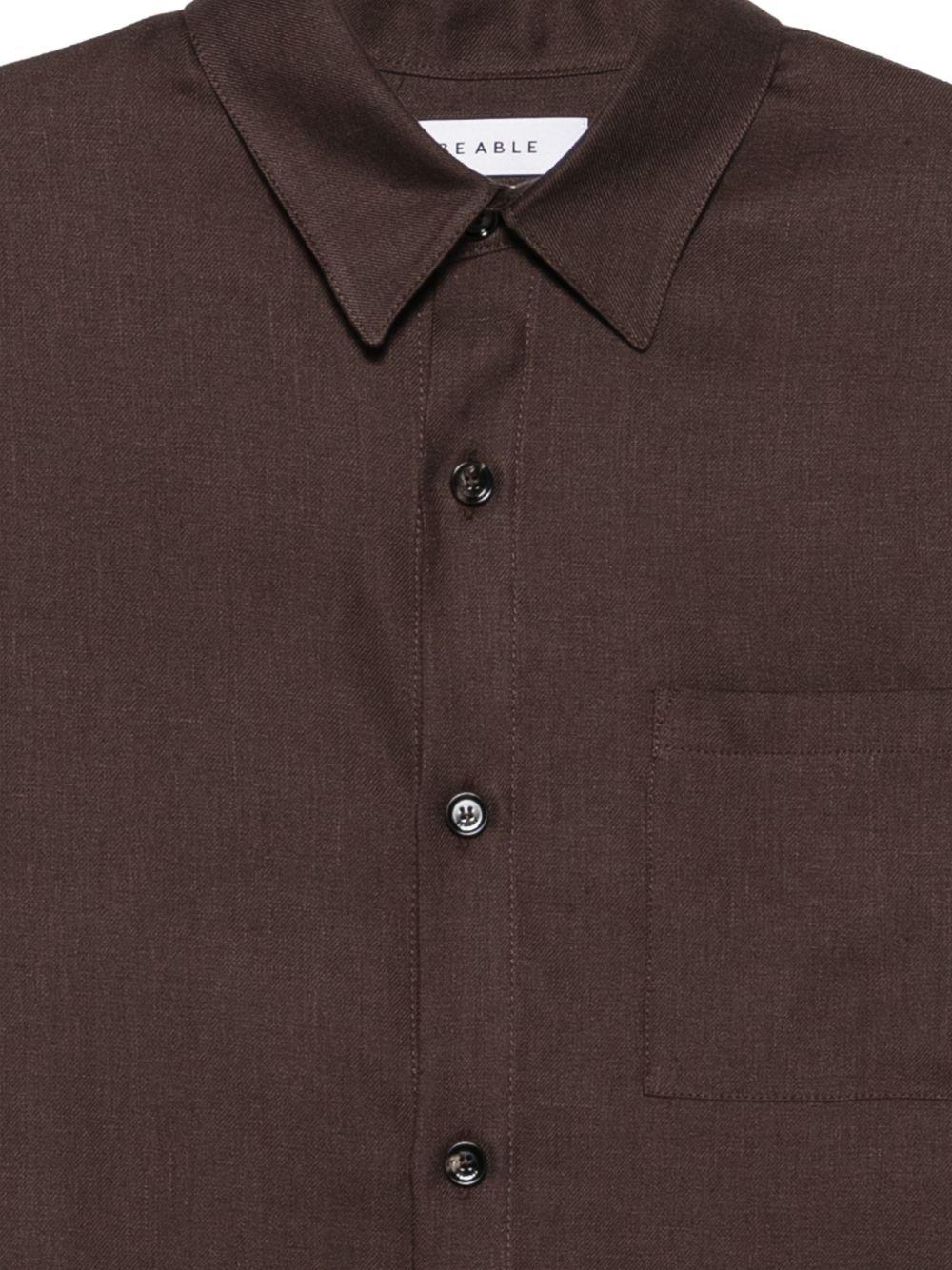 BE ABLE Camicia marrone con taschino sul petto