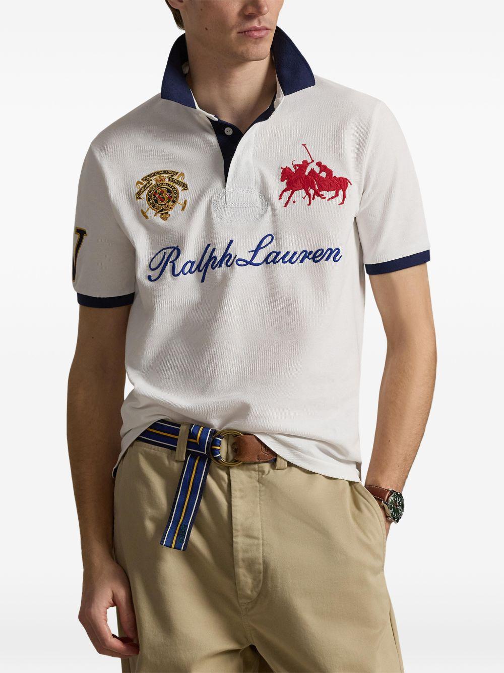 POLO RALPH LAUREN Polo in cotone bianco con ricami