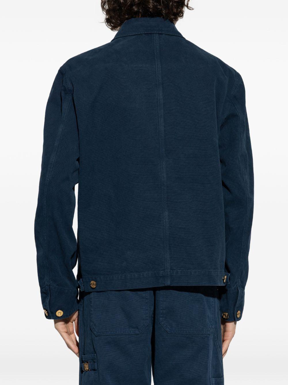 VERSACE Camicia blu con collo a punta
