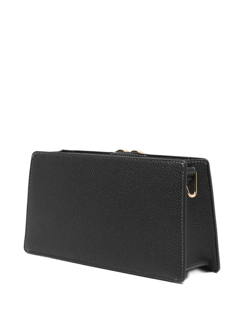 LOVE MOSCHINO Borsa a spalla nera in ecopelle con placca logo dorato
