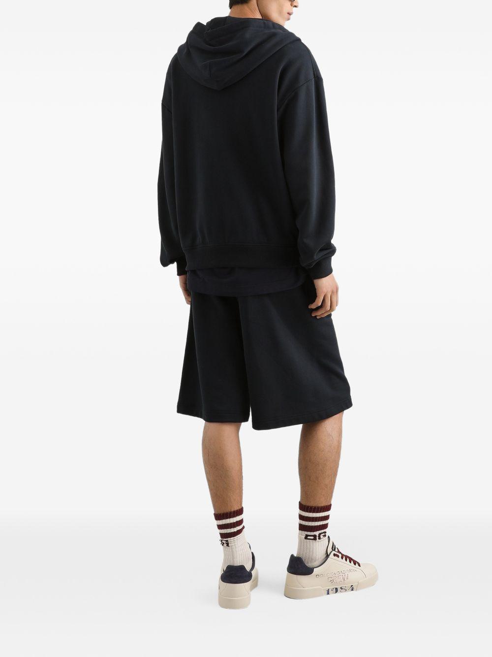 DOLCE e GABBANA Shorts in cotone nero con elastico e logo