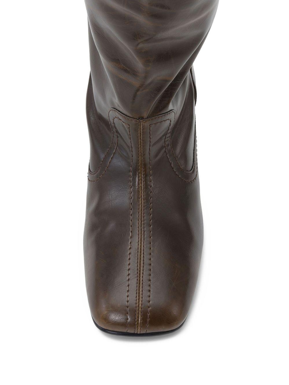 GANNI Stivali al ginocchio larghi color oliva scuro