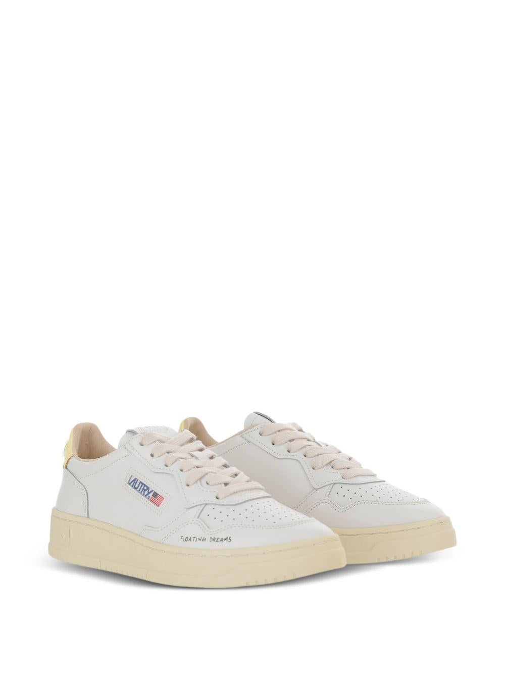 AUTRY Sneakers Medalist in pelle bianco e giallo