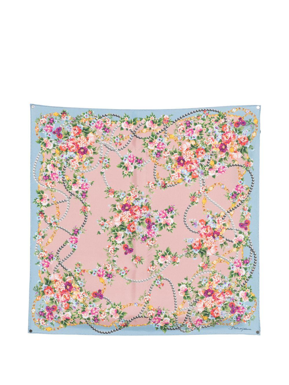 DOLCE e GABBANA Foulard multicolore con stampa floreale