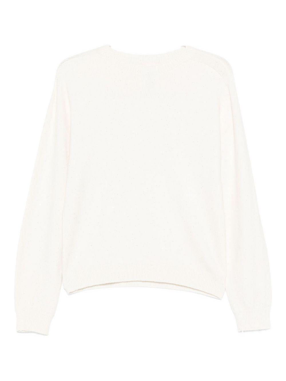 LIUJO Maglia girocollo bianca con strass