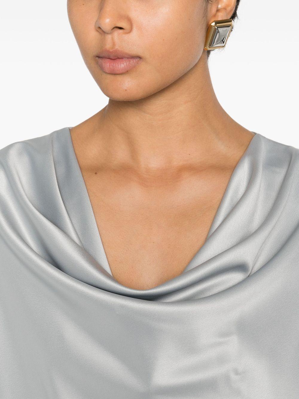 PINKO Blusa Filipa con collo a drappeggio argento